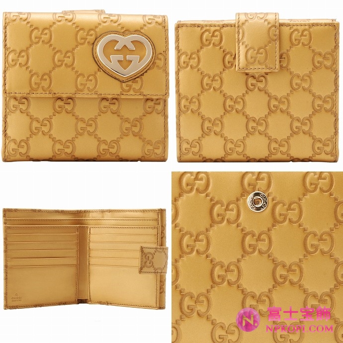 GUCCI/グッチ LOVELYグッチシマGG柄Gハートシェープ2つ折り財布 245727 AHB1G 8245 
